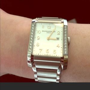 Blume & Mercier diamond watch silver & rose gold